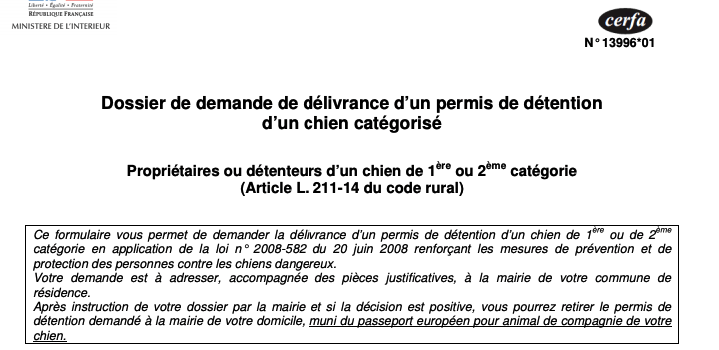 Le permis de détention d’un am staff